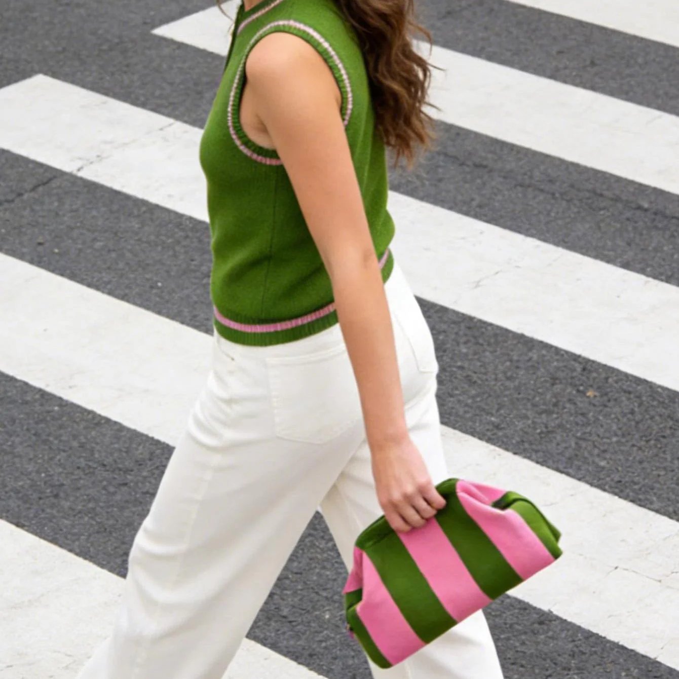 Women's Striped &amp; Diamond Dot Cloud Handbag – Lightweight Clip-Top Crossbody Bag for Everyday Style 👜