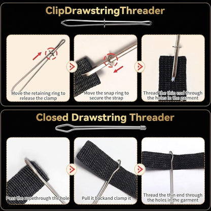 🔥49% OFF 2Pcs Flexible Drawstring Threading Tool 🧵 Bendable Metal Spring Threader for Hoodies Pants Shoelaces