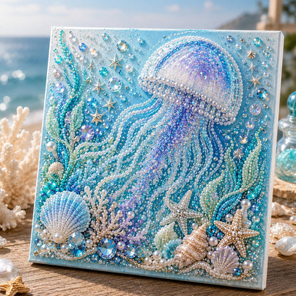 🌊Premium 3D Pearl Ocean Wall Art Kit | Luxury Ocean Theme CanvaAs with Scratch-Resistant Non-Fading Pearl Beads DIY Coastal Decor 🐚✨