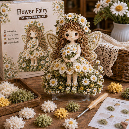 🔥HOT SALE 49% OFF – 🌸🧚‍♀️ Flower Fairy 3D Fabric Poke Art Kit | No-Sew Fluffy Fabric Craft with Raised Floral Texture & Display-Ready Fairy Decor ✨