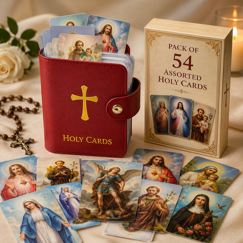 ✝️ Catholic Genuine Leather Holy Card Holder – Pocket Prayer Card Organizer with Snap Closure
