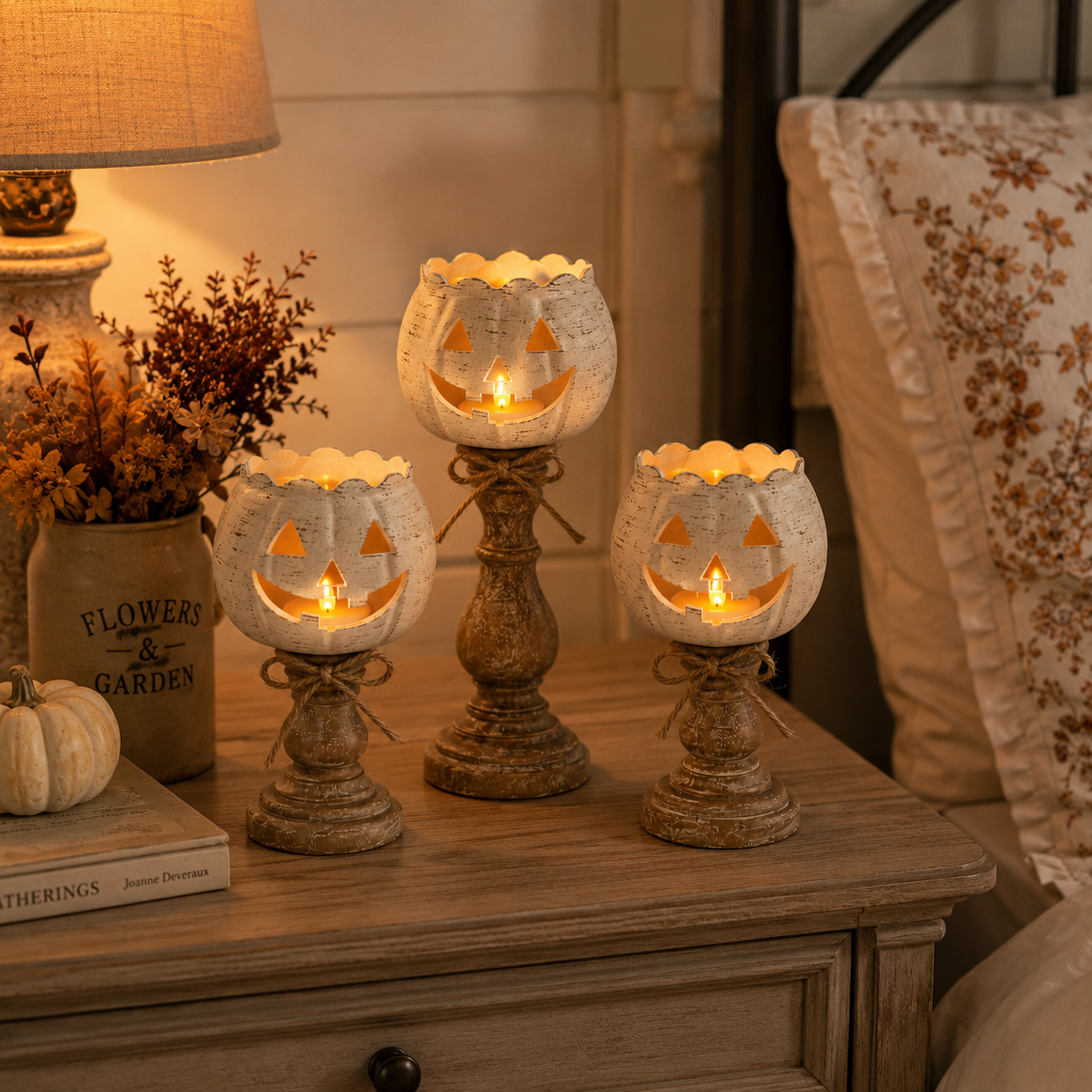 🎃2026 Bestseller✨Rustic White Pumpkin Tealight Candle Holder 🔥