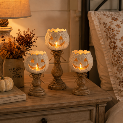 🎃2026 Bestseller✨Rustic White Pumpkin Tealight Candle Holder 🔥