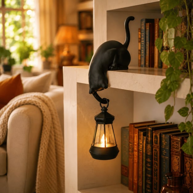 🔥HOT SALE 50% OFF 🐾Cat Shelf Hook with Vintage Lantern