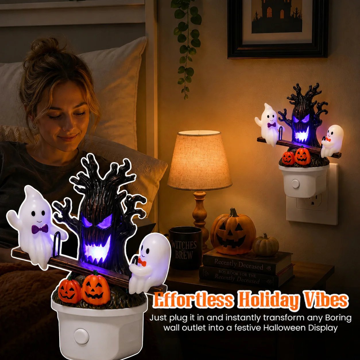 🔥HOT SALE 49% OFF-🎃👻Animated Seesaw Ghost Plug In LED Night Light