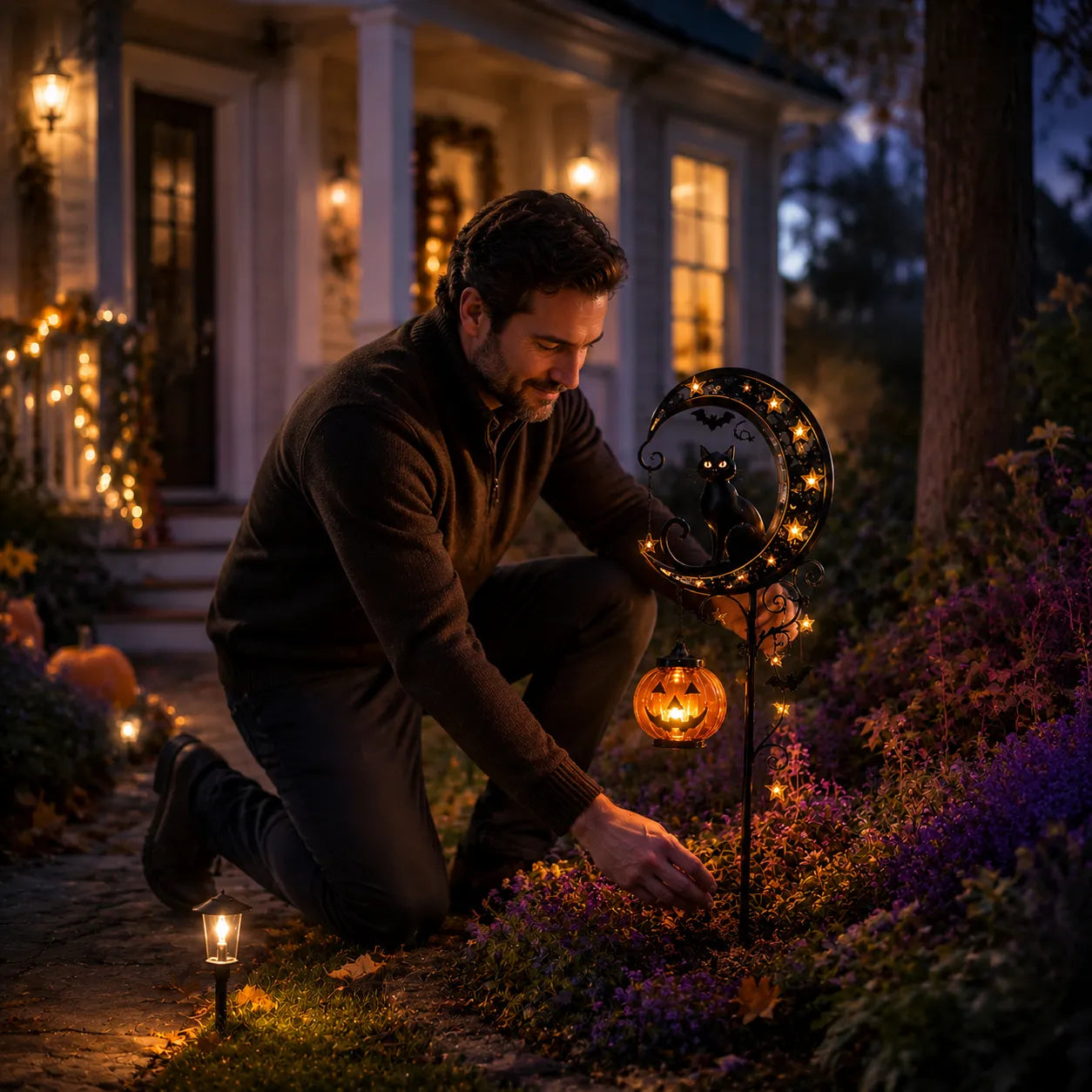 🌙 Solar-Powered Black Cat Garden Stake Light – Create a Magical Halloween Glow in Your Yard