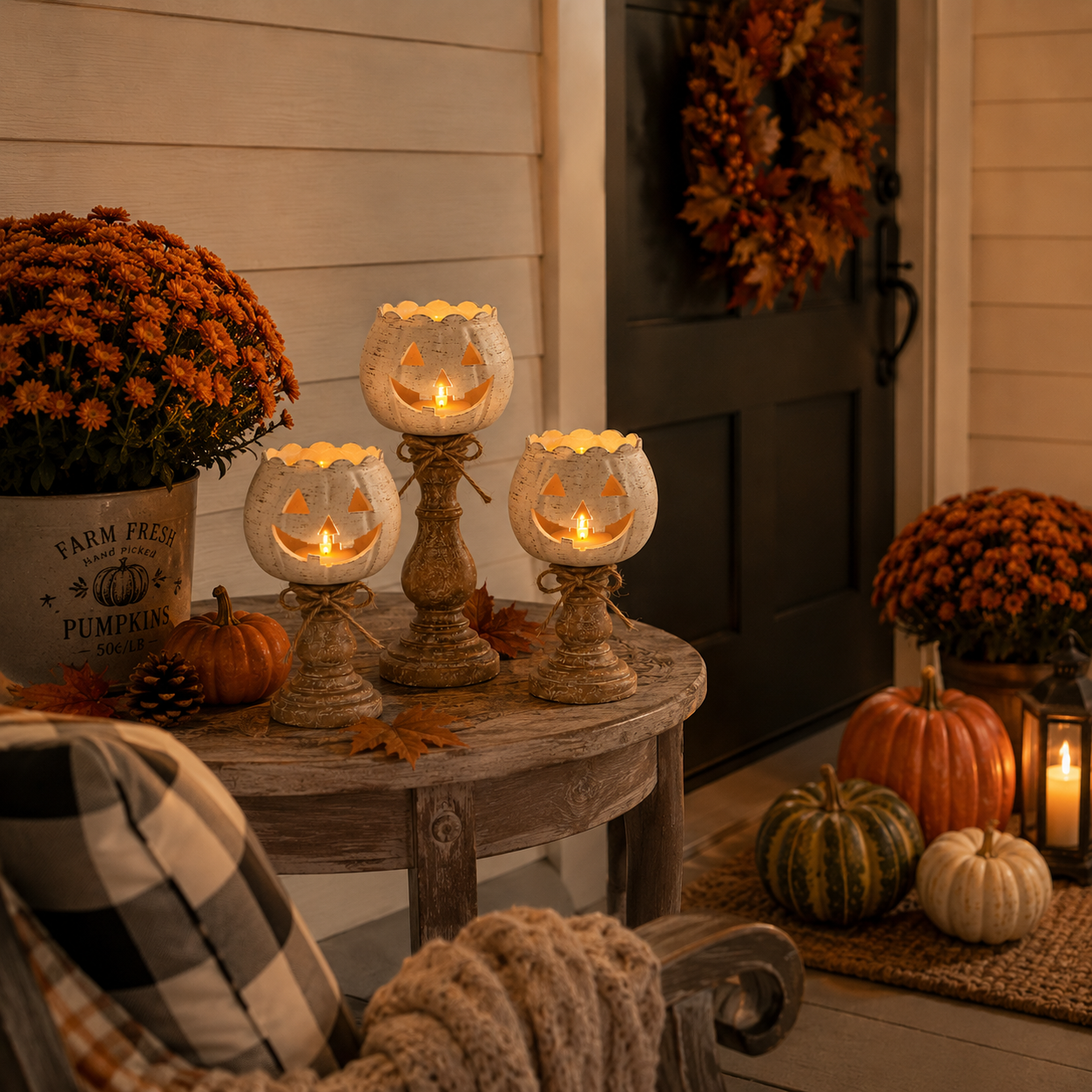 🎃2026 Bestseller✨Rustic White Pumpkin Tealight Candle Holder 🔥