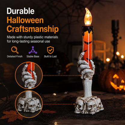 🎃 HOT SALE 50% OFF - Halloween Skeleton Skull Hand LED Glitter Candle Light Set🔥🔥🔥