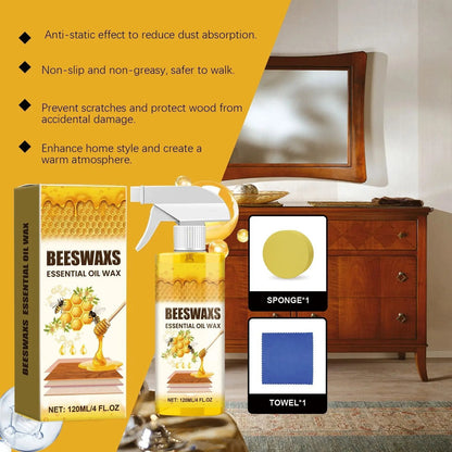 Beeswax Wood Polish Spray 120ml | Natural Shine & Protection for Furniture, Floors, Cabinets – Non-Greasy, Anti-Dust Finish