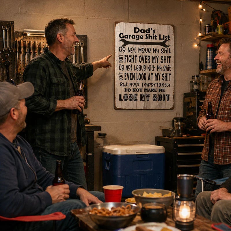 🔥Last Day 50% OFF - 🤘Dad's Garage Shit List Metal Sign