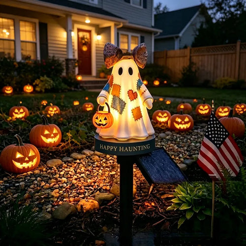 TODAY'S SPECIAL OFFER-50% OFF 🔥Lighted Vintage Patchwork Ghost Solar Garden Light