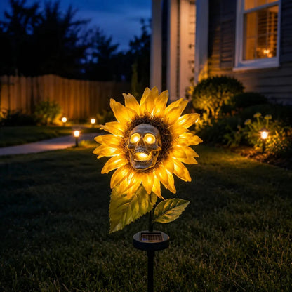 🌻 Solar Sunflower Skull Stake Light - Illuminate Your Halloween with Spooky Charm!