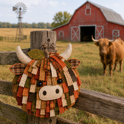 Autumn Highland Cow Pumpkin 3D Fabric Diy Kit