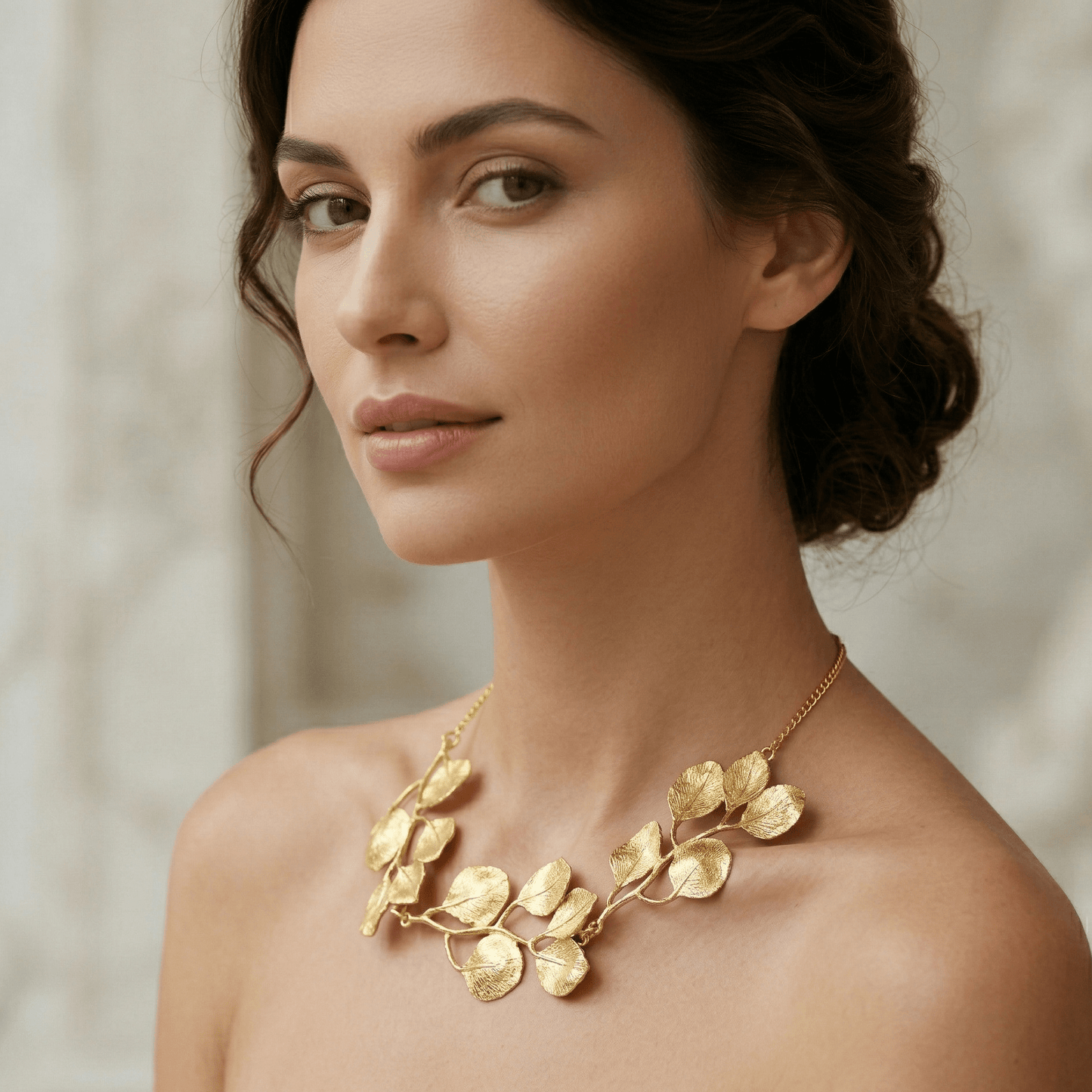 Golden Leaf Statement Necklace