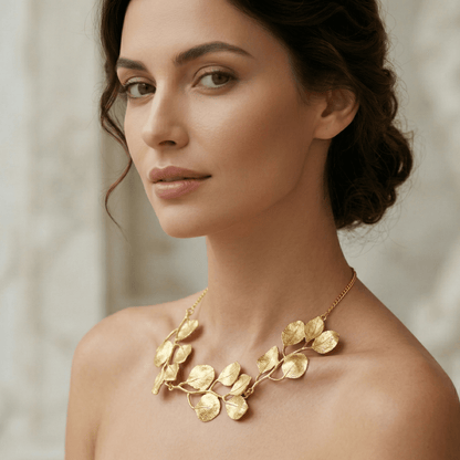 Golden Leaf Statement Necklace