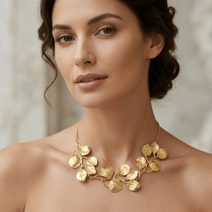 Golden Leaf Statement Necklace