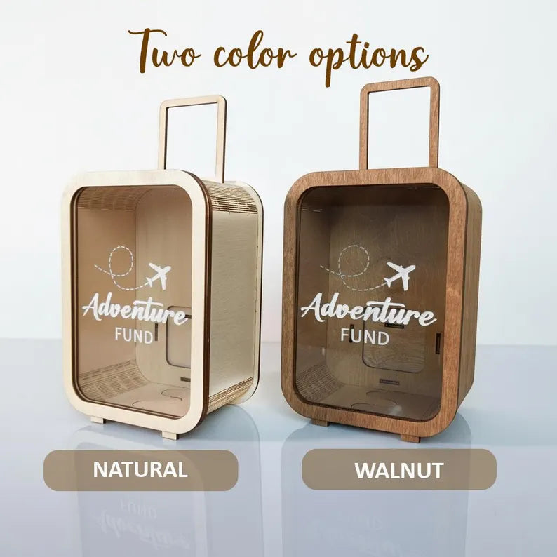 ✈️Adventure Fund, 🛳️Money Box, 🚌Vacation Fund, Handmade wooden piggy bank