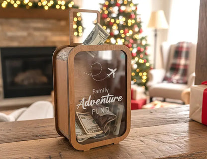 ✈️Adventure Fund, 🛳️Money Box, 🚌Vacation Fund, Handmade wooden piggy bank