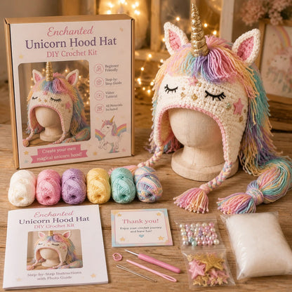 🔥LAST DAY 50% OFF - 🧵Fantasy Hood Hat DIY Crochet Kit – Create Your Own Magical Wearable Character Hat🎁Beginner Friendly