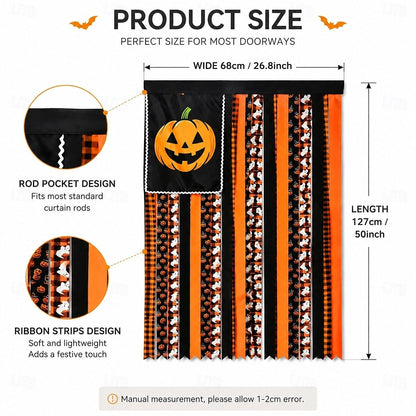 Halloween Banner Flag Pre-Lit Pumpkin Fabric Ribbon Garland Streamers
