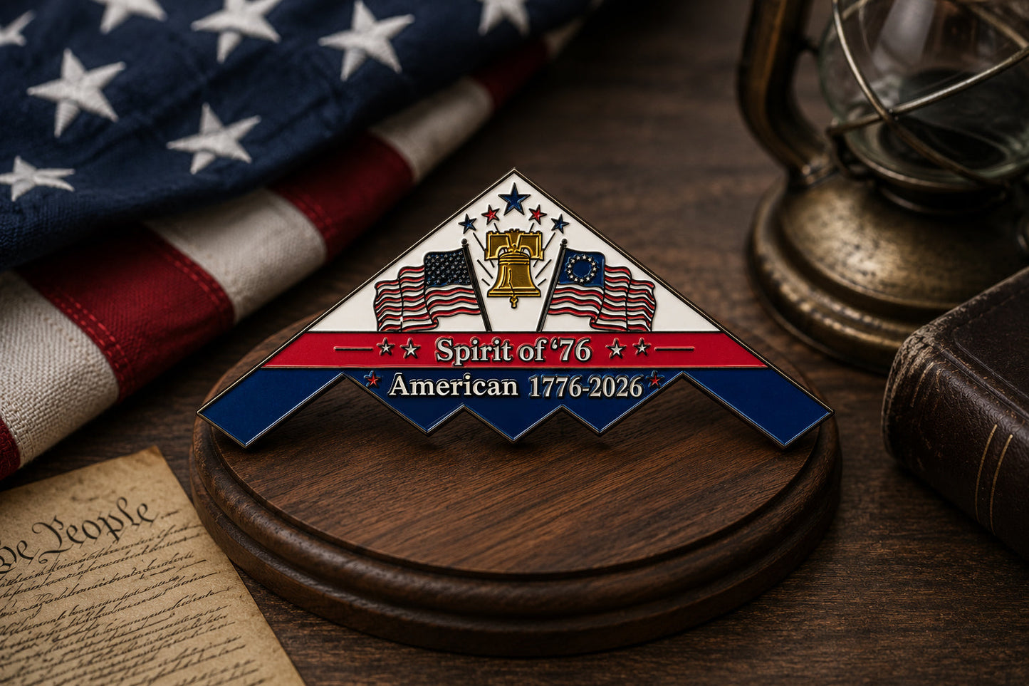 Spirit of ’76 B-2 Stealth Bomber Challenge Coin – 250th Anniversary Patriotic Collectible