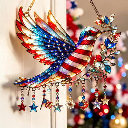 Patriotic Hummingbird Suncatcher 🎉 - 250th Anniversary Gift 🎆