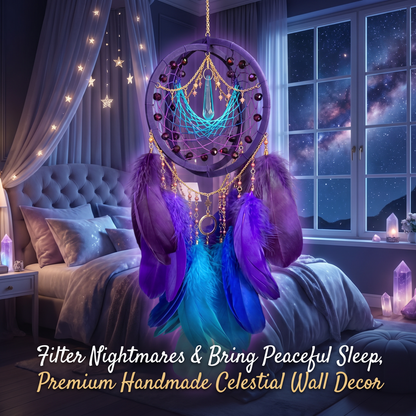 🌌 Cosmic Crystal Dreamcatcher | Gradient Feather Wall Decor ✦ Multi-Scene Spiritual Ornament