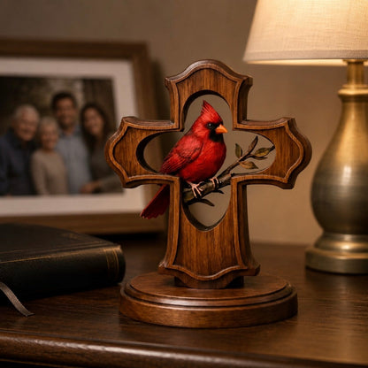 ❤️✝️Cardinal Cross Keepsake with Red Cardinal A Meaningful Symbol of Faith, Love & Remembrance