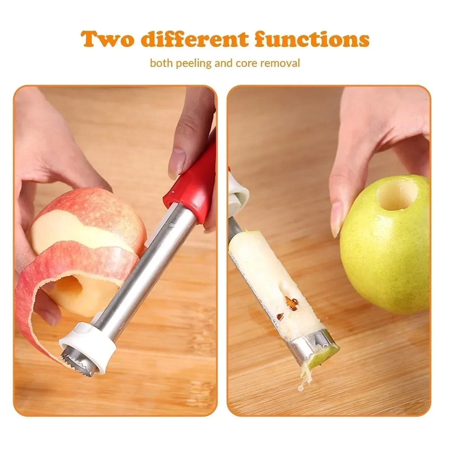 🍎2-in-1 Apple Corer and Peeler - Stainless Steel Fruit Corer