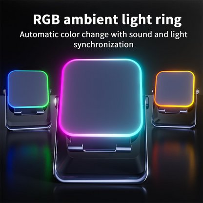 5-in-1 Wireless Induction Bluetooth Speaker with Adjustable Phone Stand