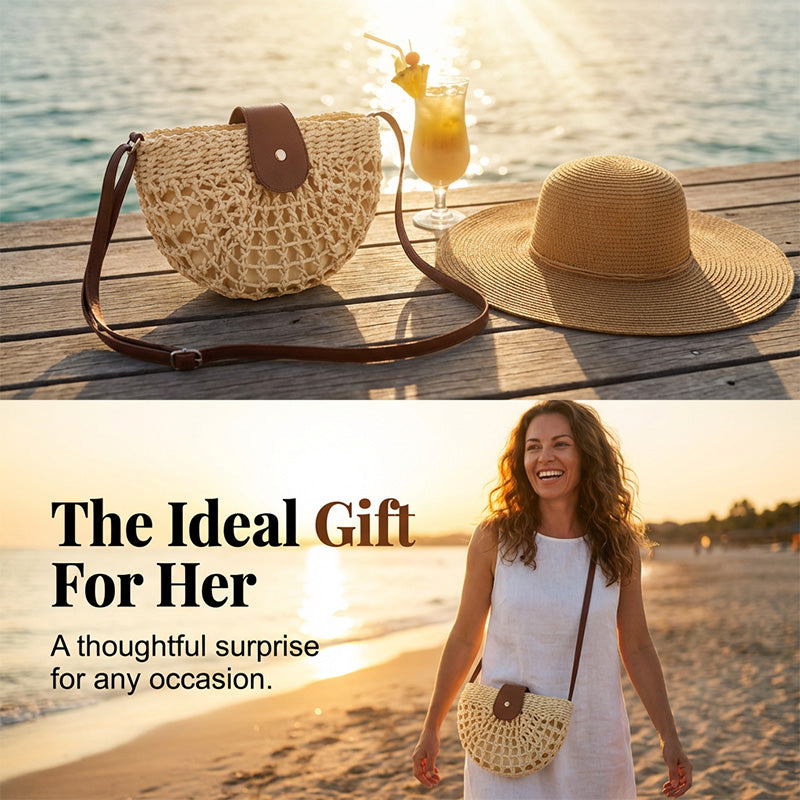 👜 LIMITED-TIME 50% OFF! ✨ Woven Crossbody Bag – Boho, Handwoven, Adjustable, Lightweight ✨