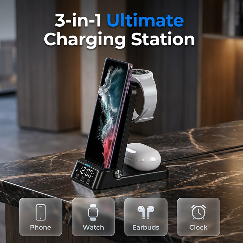 ⏳🔥LIMITED-TIME 50% OFF! 🌈3-in-1 Fast Wireless Charger Stand